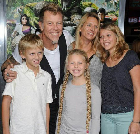 A picture of James Hetfield with his family.